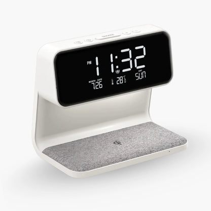 Kreative 3-in-1-Nachttischlampe, kabelloses Laden, LCD-Bildschirm, Wecker, kabelloses Telefonladegerät