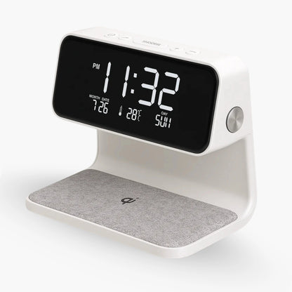 Kreative 3-in-1-Nachttischlampe, kabelloses Laden, LCD-Bildschirm, Wecker, kabelloses Telefonladegerät